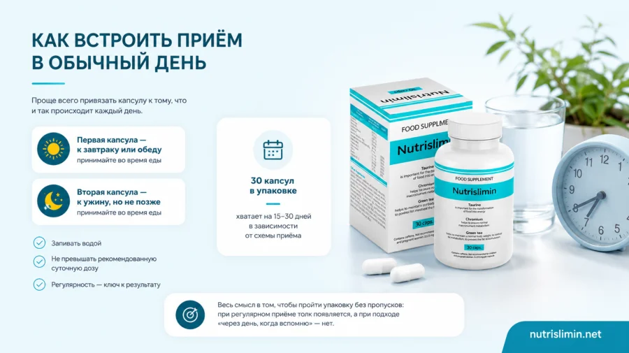 Приём капсул Nutrislimin во время еды